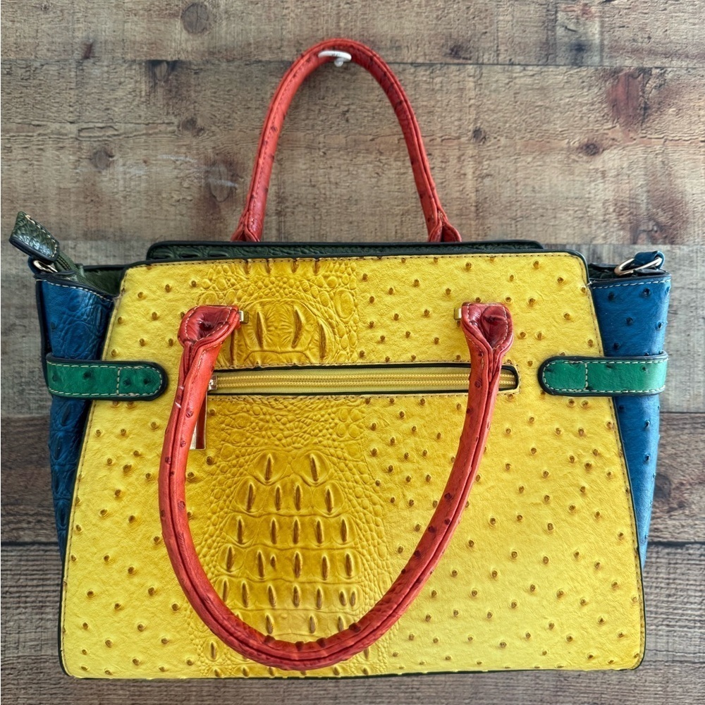 NWOT Multicolored Animal Print Upcycled Boutique Bag & Wallet Set - Picture 2 of 15